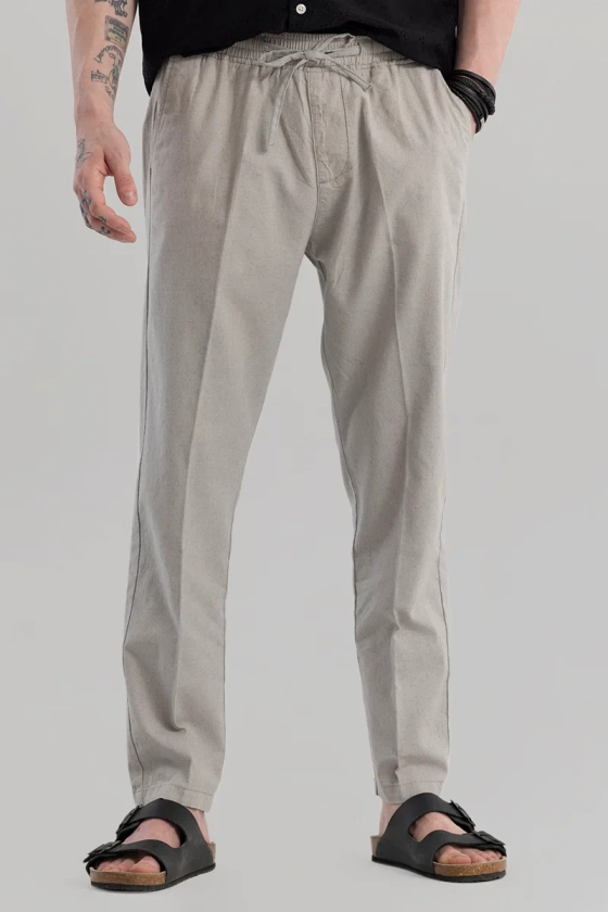 Wafty Grey Linen Trousers