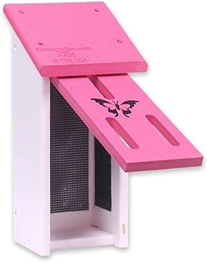 AmishToyBox.com Poly-Lumber Butterfly House, Made with Recycled Plastics (Pink/White)