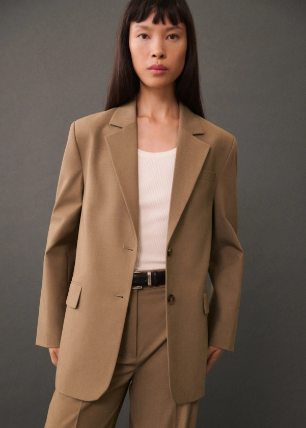 Blazer droit double boutonnage - Femme | MANGO France métropolitaine