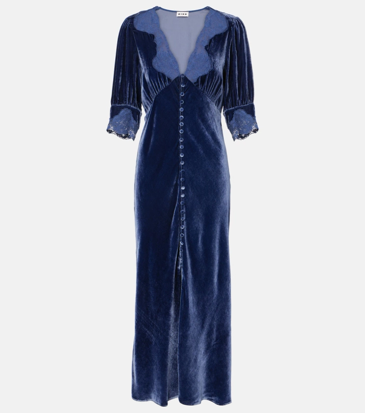 Robe longue Simone en velours en bleu – Rixo | Mytheresa