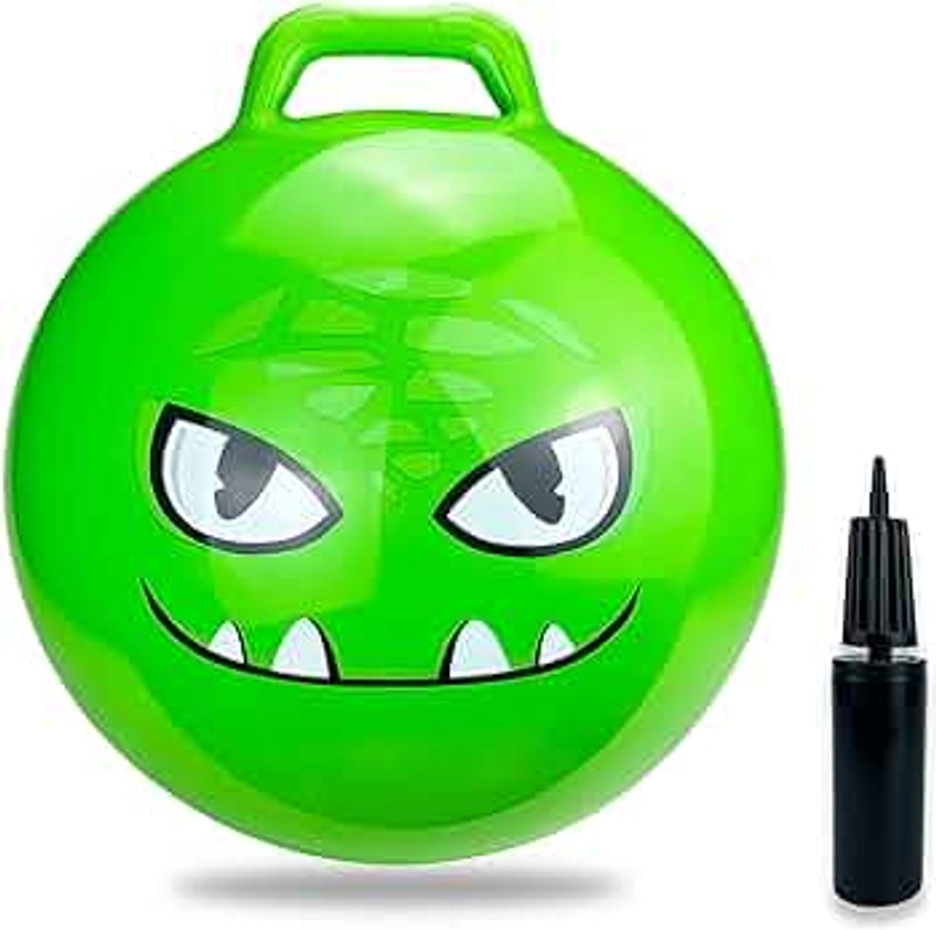 Hymaz Jumping Ball, 18" Bouncy Balls for Kids Toddlers Bouncing Ball with Pump for Boys Girls Adults Jumping Ball, Indoor and Outdoor Bouncing Game (Green Dinosaur)