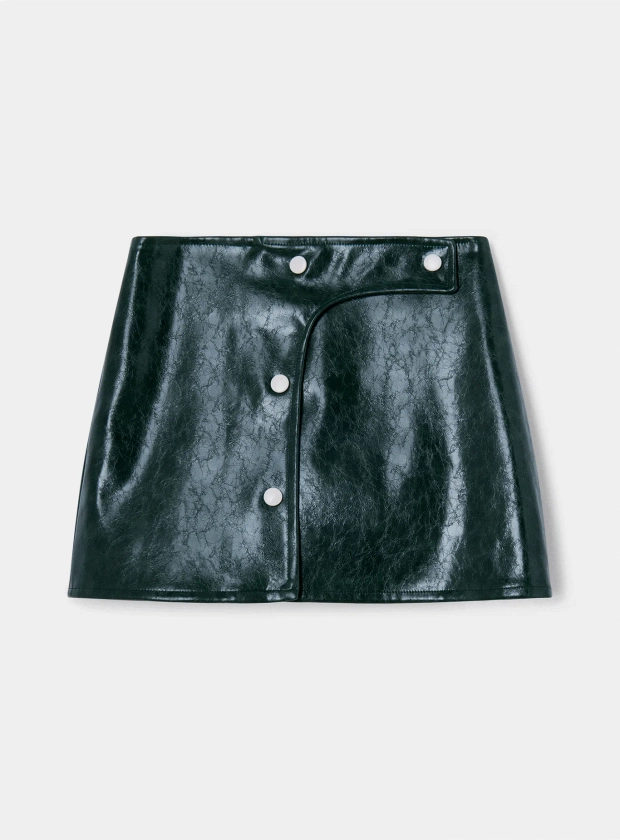 LENA GREEN FAUX LEATHER SKIRT