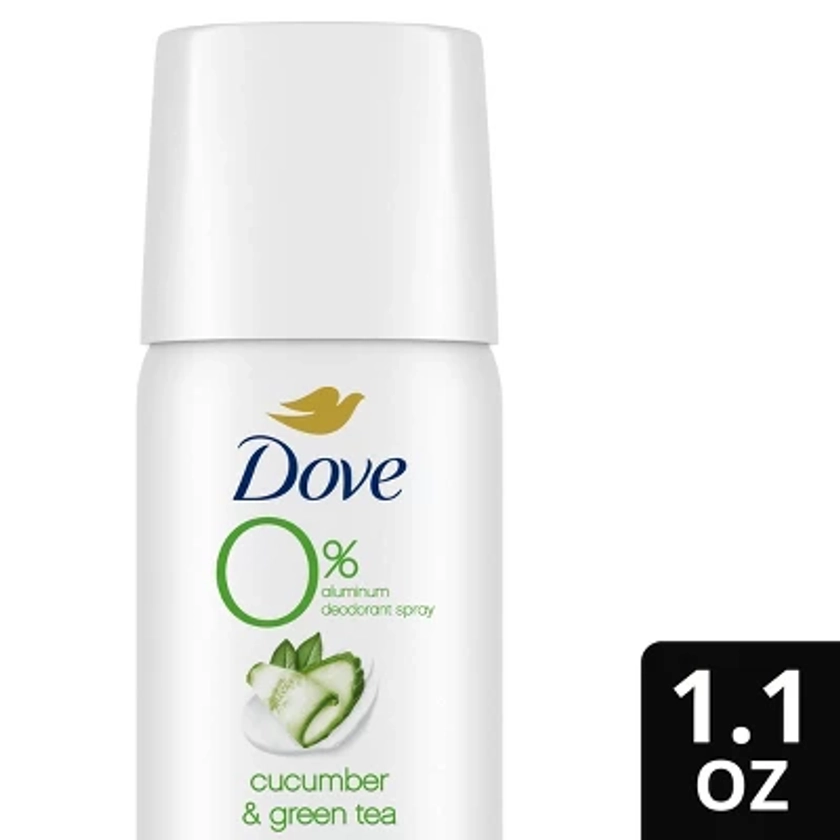 Dove Beauty 0% Aluminum Mini Deodorant Spray - Cucumber & Green Tea - Travel Size - 1.1oz