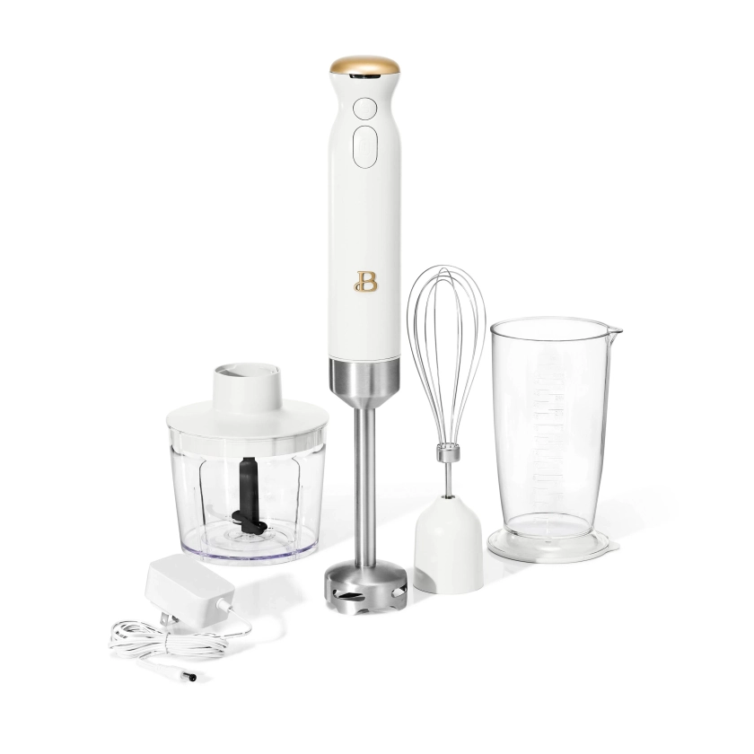 Beautiful Cordless Immersion Blender with Chopper, Whisk & Measuring Cup, White Icing by Drew Barrymore - Walmart.com