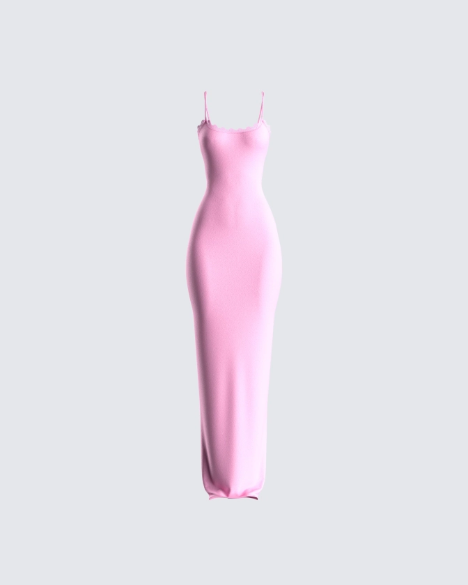 Kayla Pink Fitted Maxi Dress