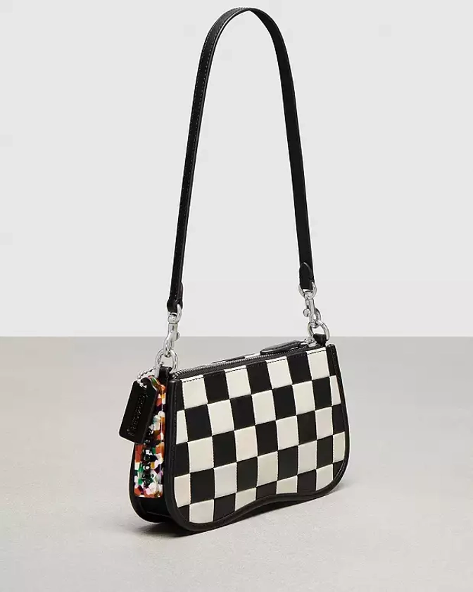 Wavy Baguette Bag In Checkerboard Upcrafted Leather | Coachtopia ™