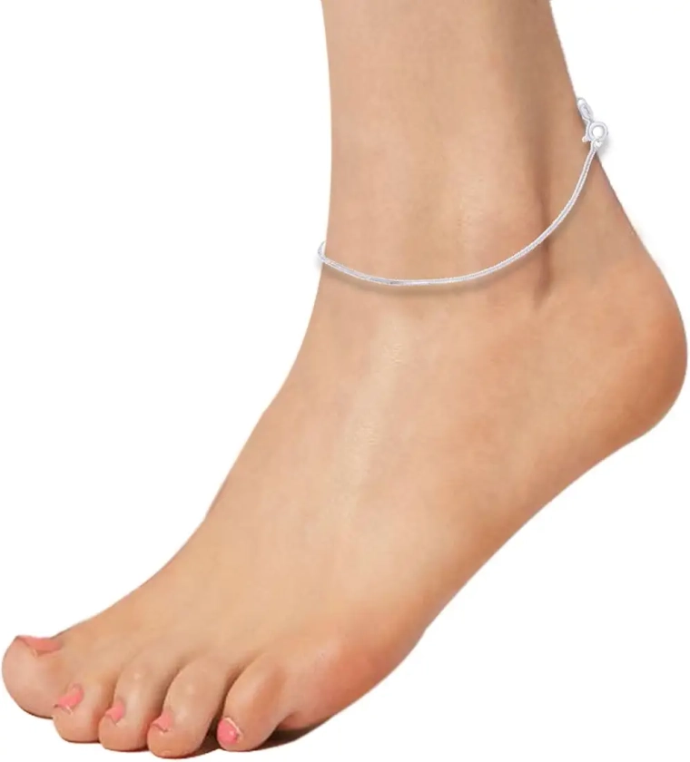 ELOISH Sterling Silver Silver Anklet for Women & Girls (Silver_2 Grams) : Amazon.in: Fashion