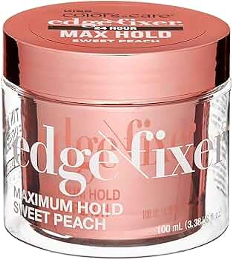 KISS COLORS & CARE Maximum Hold Edge Fixer, Non-Greasy Gel Formula Infused With Biotin B7, 24 Hour Hold, ‘Sweet Peach’ Scented, 3.38 Fl. Oz. (100 ml)