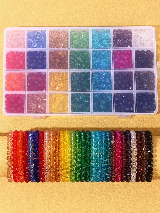 980pcs 8mm Glass Beads For Jewelry Making, 28 Colors Diy Crystal Loose Beads Bracelet Supplies For Adult Jewelry Making