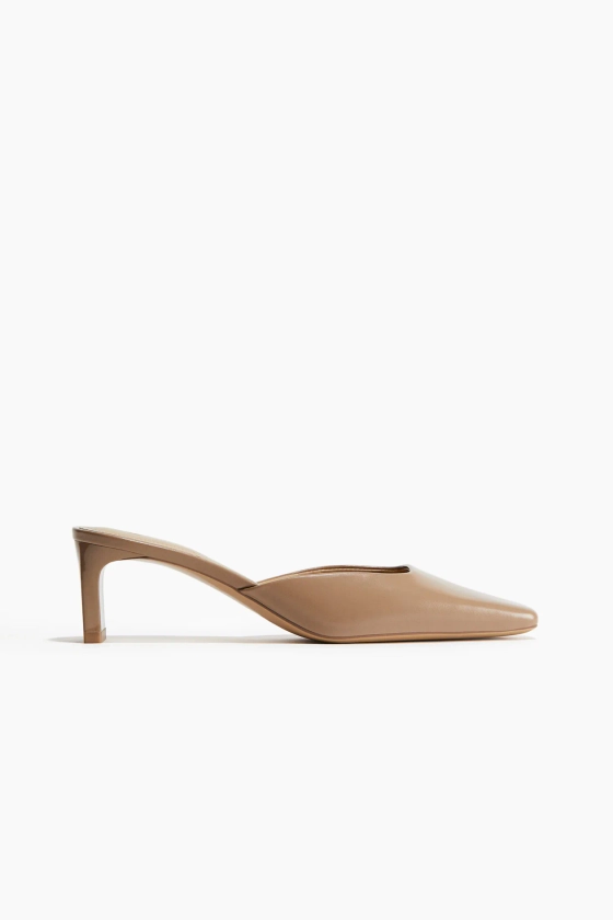 Square-toe mules - High heel - Beige - Ladies | H&M GB