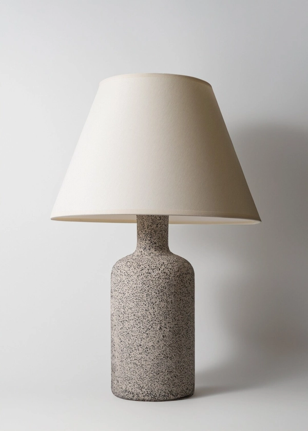IN STOCK Minimalist Ceramic Table Lamp, Smooth Ecru Lampshade and Grey Raw Matt Ceramic Base, Japandi Interior Design - Etsy France