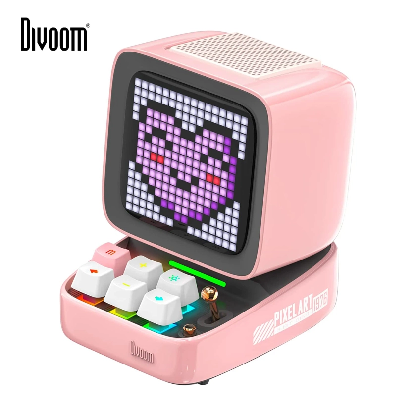 Divoom Ditoo-Pro – haut-parleur Portable rétro Pixel Art Bluetooth, alarme-réveil, panneau d'affichage LED DIY, joli cadeau pour décoration lumineuse de la maison