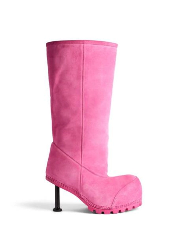 BALENCIAGA Women's Alaska Fur 90mm High Boot in Dark Pink | REVERSIBLE