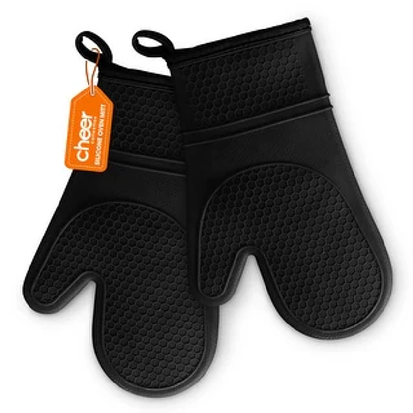 Cheer Collection Silicone Oven Mitts with Soft Cotton Lining (Set of 2) | Overstock.com Shopping - The Best Deals on Trivets & Oven Mitts | 44166750