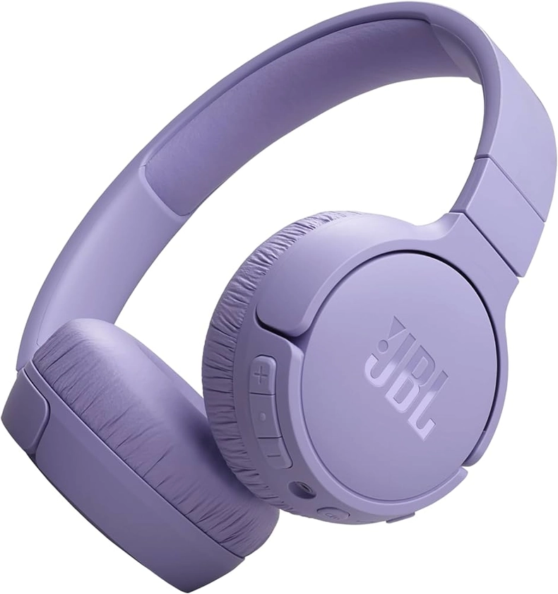 JBL Tune 670NC Wireless On-Ear Headphones, with Adaptive Noise Cancelling, Bluetooth, Lightweight Design and 70 hours Battery Life, in Purple
