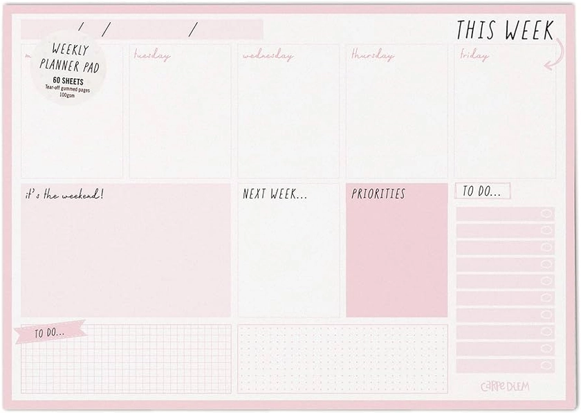 Pukka Pad, Carpe Diem, Weekly Planner Pad, Ballerina Pink