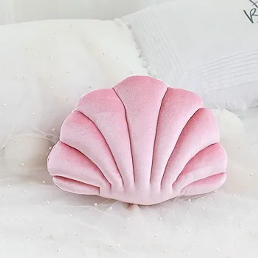 3D Throw Pillow, Shell Pillows,Seashell Shaped Throw Pillows Soft Velvet Insert Decorative Pillows for Bed Couch Living Sofa Room Decor Accent Throw Pillow(34x25cm)