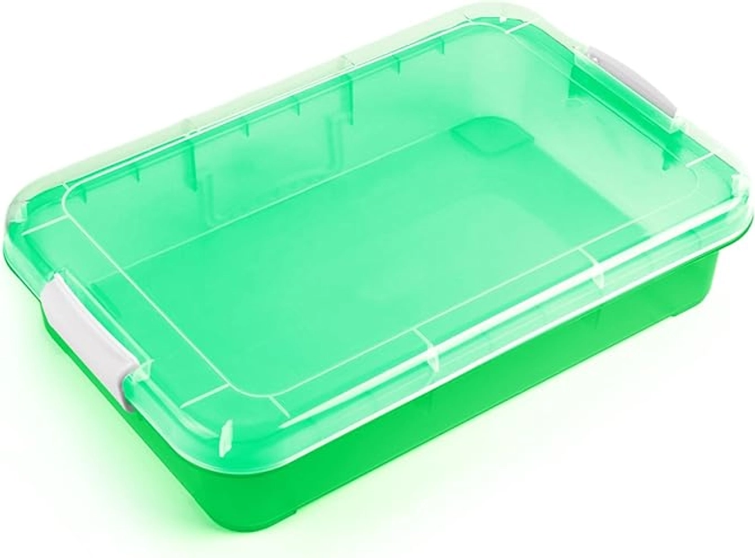 15Inch Portable Sensory Bin Play Tray with Lid, Fill with Water, Sand, Beads and More (Green)