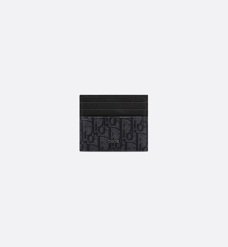 Card Holder Black Dior Oblique Jacquard and Black Grained Calfskin | DIOR