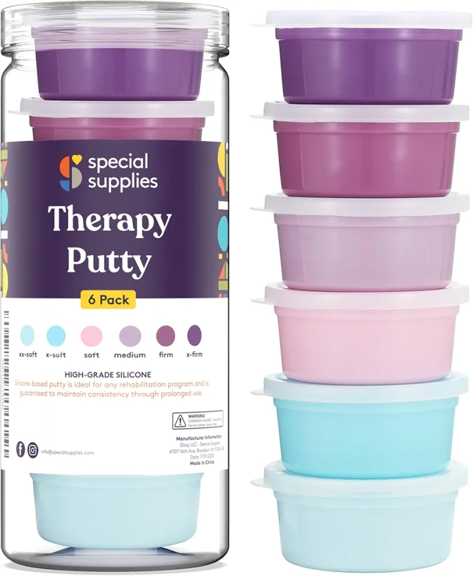 Special Supplies Therapy Putty for Kids and Adults - Resistive Hand Exercise Stress Relief Therapy Putty Kit, Set of 6 Strengths, 3 Ounces of Each Putty - Unicorn Colors