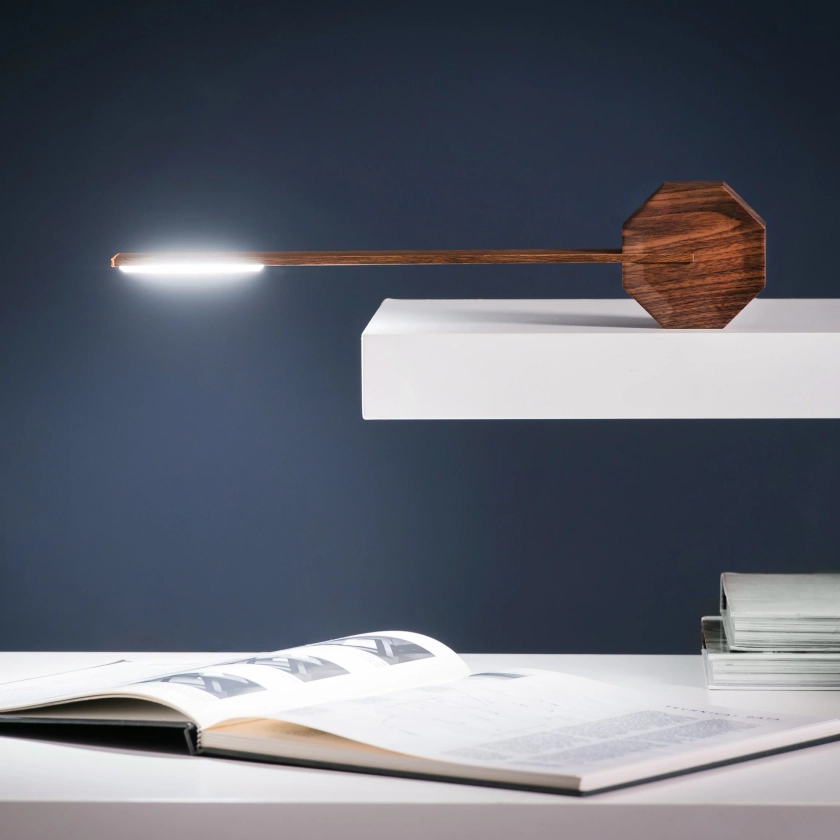 Octagon Portable Desk Light - Walnut