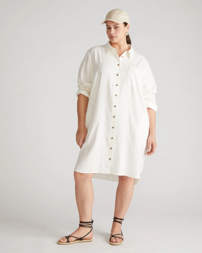 Seaside Linen Shirtdress - White