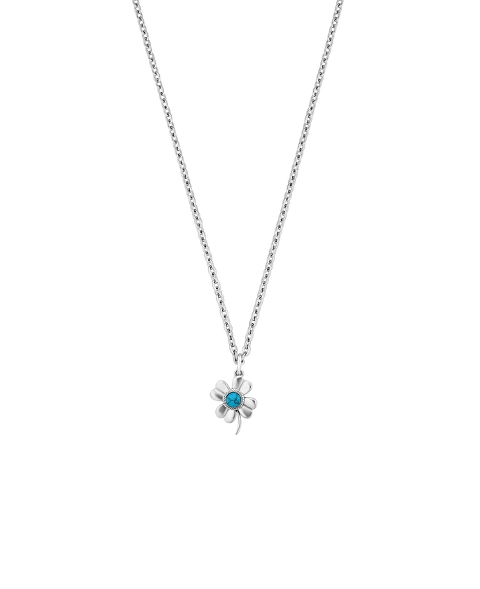 INSANE TURQUOISE FOUR-LEAF CLOVER NECKLACE_SILVER