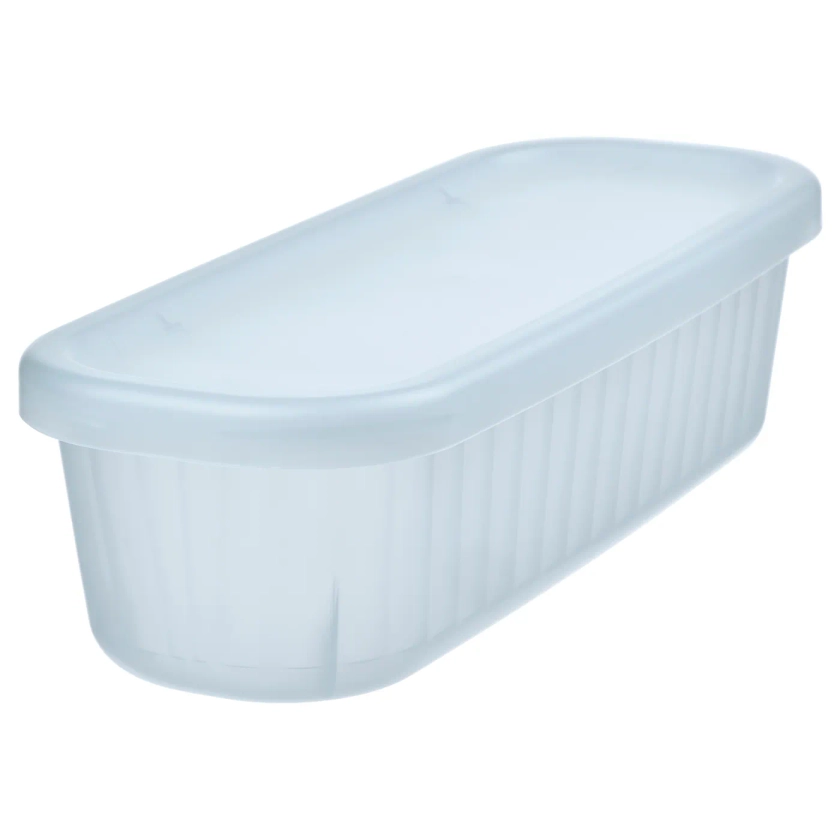 RYKTA Storage box with lid - transparent gray-blue 9x24x7 cm/0.5 l (3 ½x9 ½x2 ¾ "/0 gallon)