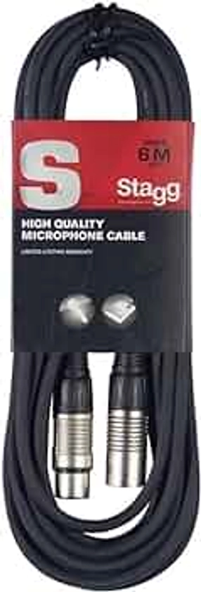 Stagg Câble microphone de haute qualité XLR vers prise XLR, 6 m, noir