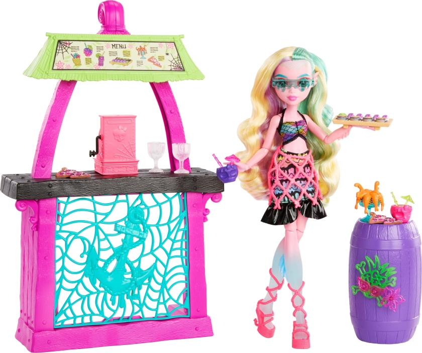 Monster High Lagoona Blue Fashion Doll and Playset, Scare-adise Island Snack Shack with Food Accessories