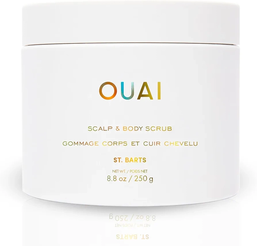 OUAI St. Bart’s Scalp and Body Scrub, Deep-Cleansing Sugar Scrub for Hair and Skin that Exfoliates and Moisturizes, 8.8 Oz