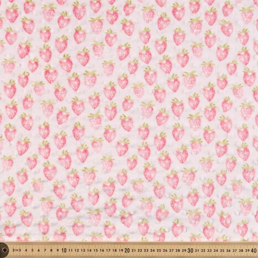Strawberry 150 cm Minky Dot Fleece Fabric Soft Pink