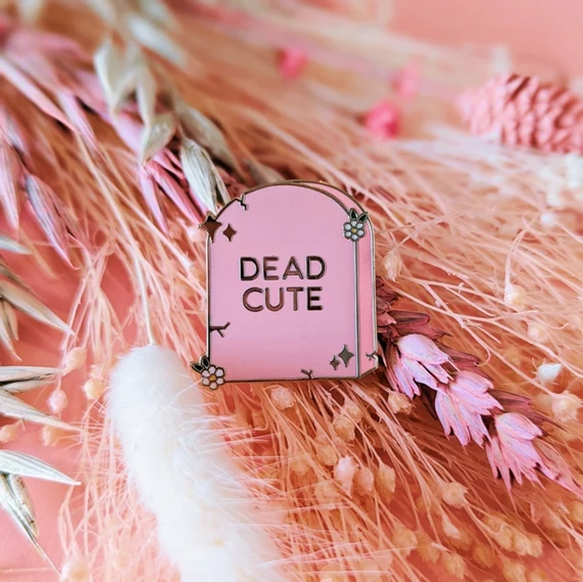 Dead Cute Tombstone Enamel Pin | Kawaii Pastel | Gothic Enamel Pin