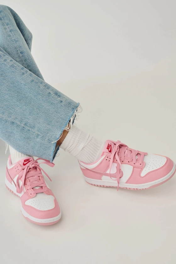 Nike White/Pale Pink Youth Dunk Low Shoes