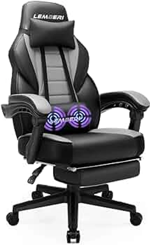 LEMBERI Gaming Chairs with Footrest,Ergonomic Video Game Chairs for Adults,Big and Tall Chair 400lb Weight Capacity, Racing Style Computer Gamer Chair with Headrest and Lumbar Support