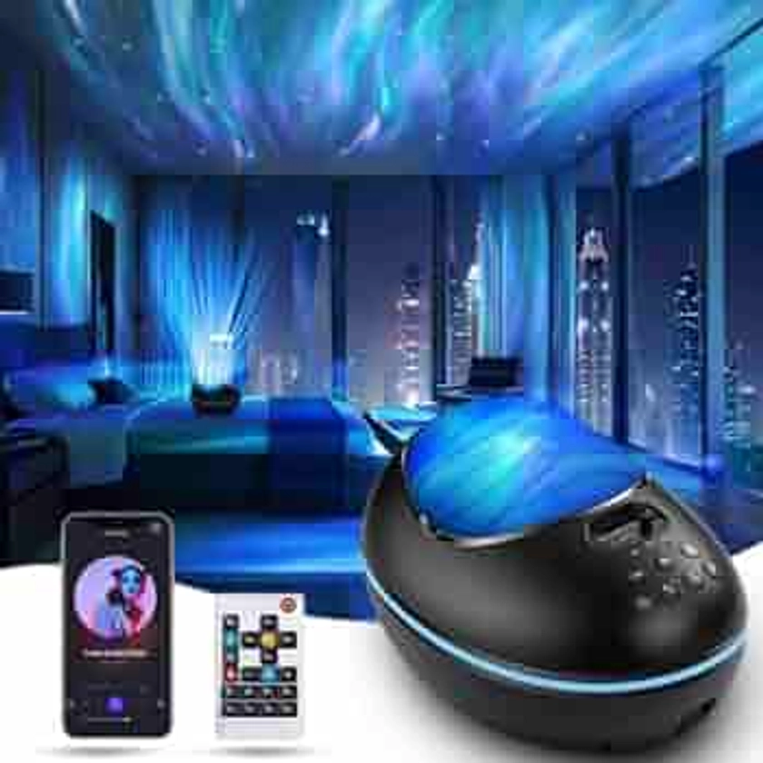 Aurora Projector, Cayclay 4 in 1 Galaxy Star Projector Built-in Bluetooth Speaker Night Light White Noise, Northern Light Projector for Room Decor/Party/Music/Sleeping/Gift (Black)