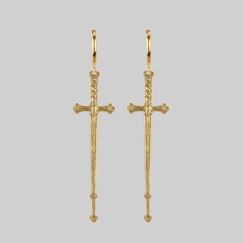 MERCY. Sword Hoop Earrings - Gold