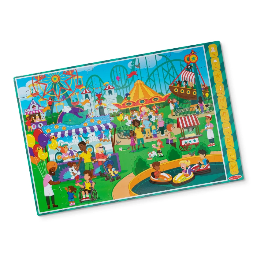 Melissa & Doug Fun at the Fair! Cardboard Jigsaw Search & Find Floor Puzzle – 48 Pieces - FSC-Certified Materials