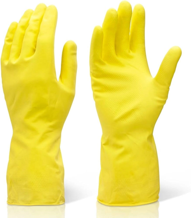 1x Extra Large Yellow Industrial Cleaning & Washing Up Rubber Gloves : Amazon.co.uk: Grocery