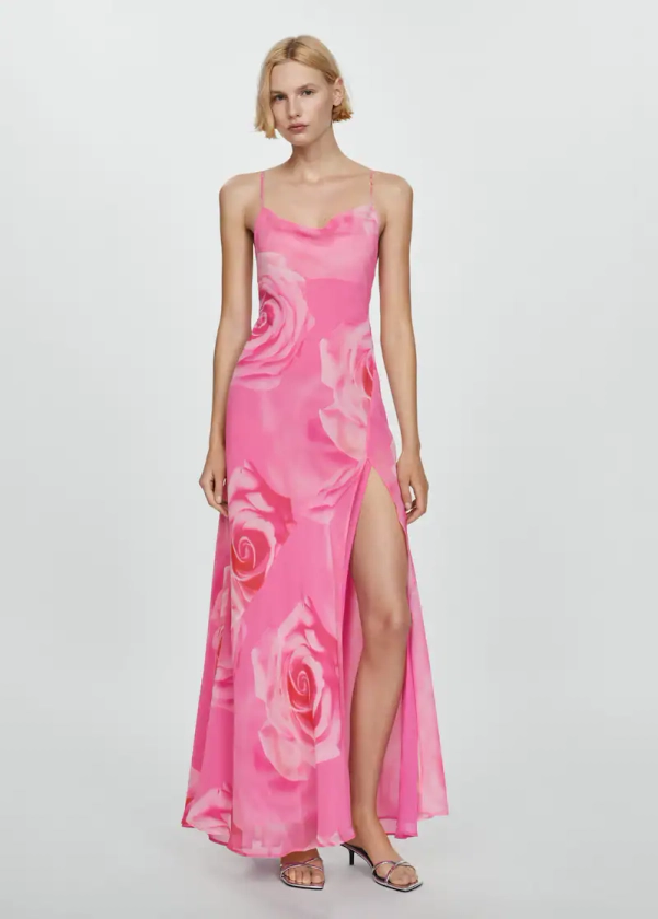 Floral dress with slit - Women | Mango USA