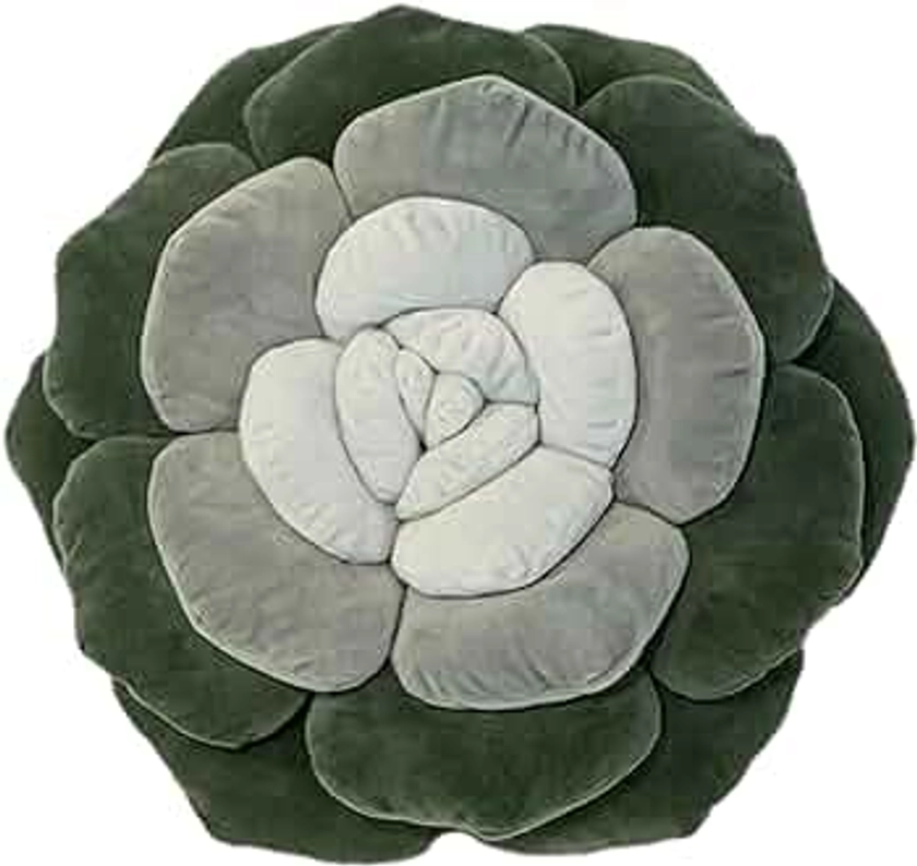 Succulent Pillow, Leaf Pillow, Plant Pillow, Velvety Soft Flower Shaped Pillow, Flower Throw Pillow, Boho Succulent Decor, Succulent Pillows Monochromatic Colors (Green)