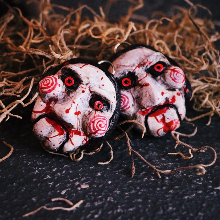 SAW billy the puppet jigsaw polymerclay Earrings