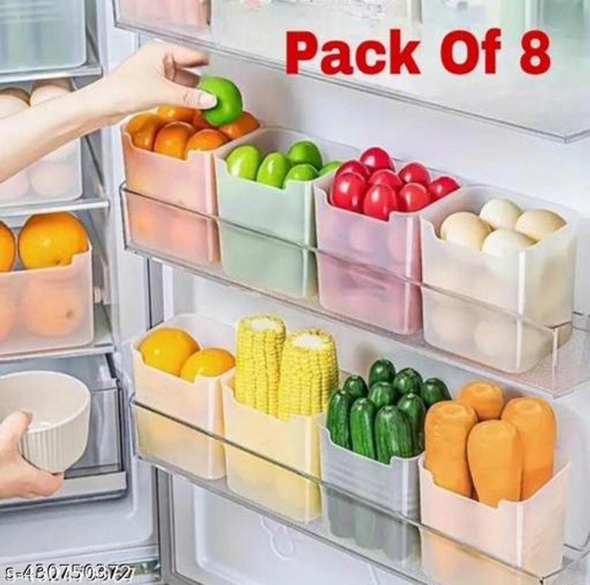 Foxpro Premium fridge storage Space-saving Refrigerator Side Door Organizer - 1000 ml (Pack Of 8)