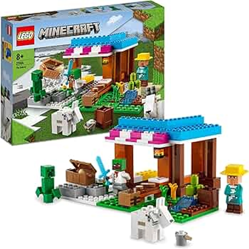 LEGO 21184 Minecraft The Bakery Modular Farm Village Building Set, Gift for Kids, Boys & Girls Aged 8 Plus with Diamond Toy Sword, Creeper & Goat Animal Figures