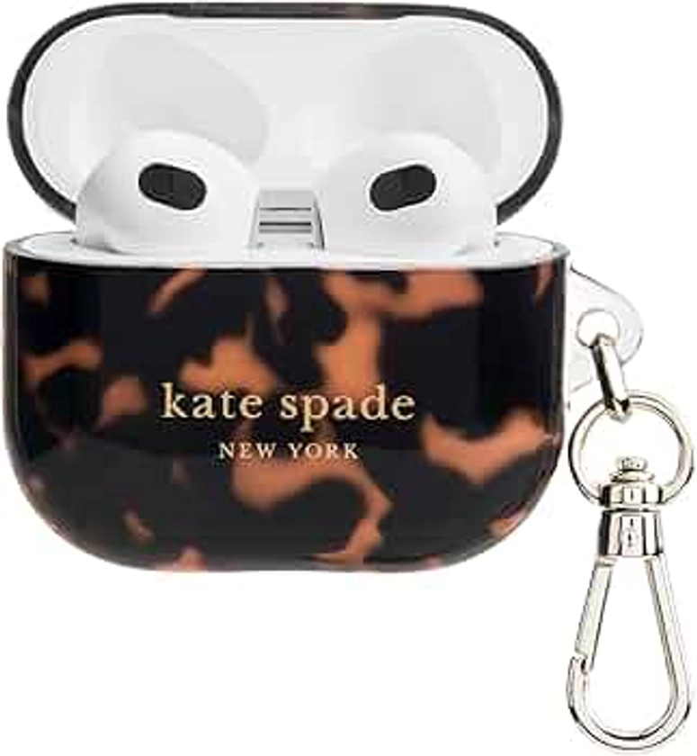 kate spade new york AirPods Protective Case with Keychain Ring - Tortoiseshell, Compatible with AirPods 3rd Generation