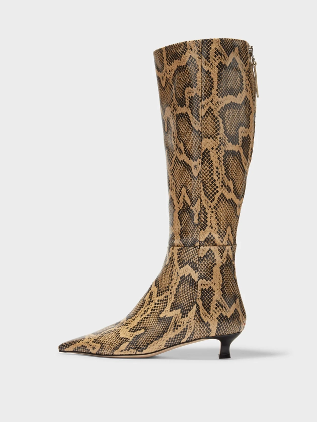 Zazie Snake-Effect Leather Knee-High Boots – Aeyde