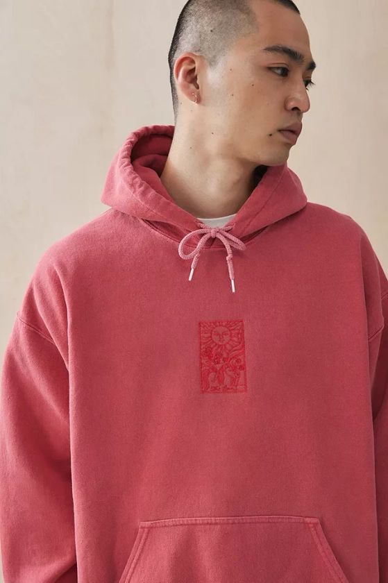 UO Red Sun Embroidered Hoodie