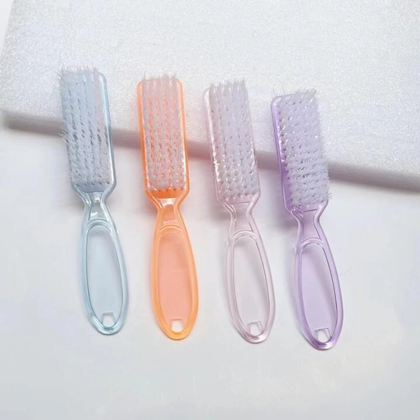 1 paquet Outil À Nail Art Brosse À Poussière Avec Poignée Pour Nettoyage & Pré-Traitement , Set De 4 Ongle De Main Pinceaux Nettoyeur scrubber Outils De Manucure Pour Orteils Et Ongle De Main