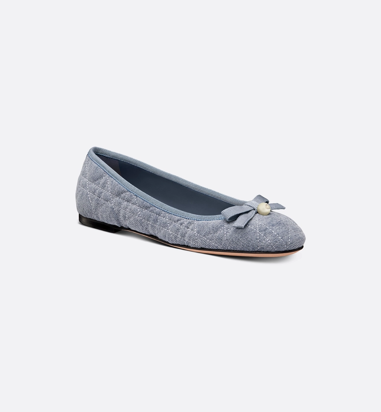 Dior Ballet Flat Blue Cannage Embroidered Denim | DIOR