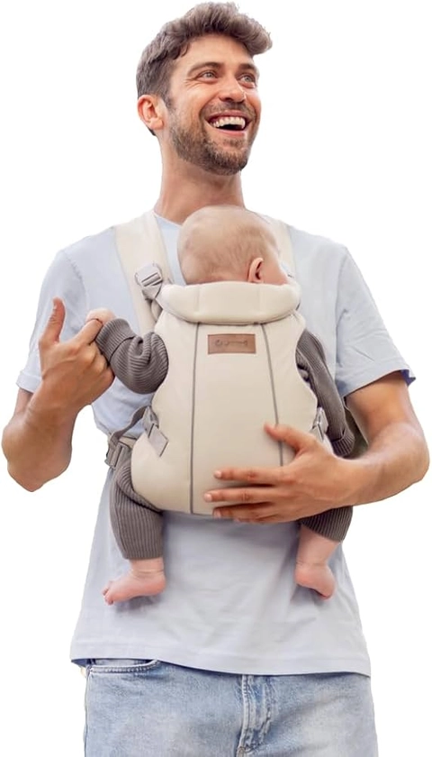 Jané Dual, Porte-Bébé Ergonomique, dès La Naissance et Jusqu’à 15 kg, 3 Positions, Sac à Dos, Transpirant et Rembourré, Beige